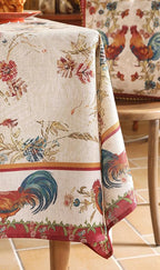 patdrea Designer Vintage Red Rectangle Tablecloth,French Linen Animals Pattern Tablecloths,Decoration Floral Table Cover for Kitchen Dining Christmas,Party,Thanksgiving,55"x87"-Townlife E