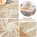 LuoluoHouse Pack of 6 Lace Tablecloth Ivory Table Fabric 60x120 Inch for Rustic Boho Wedding Bridal Shower Party Decorations Rectangle Overlay Long Vintage Embroidered Reception Table Cloth Decor
