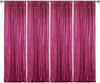 Sugargirl Fuchsia Sequin Backdrop Curtain 4 Panels 2FTx8FT Glitter Fuchsia Background Drapes Sparkle Photography Backdrop for Party Wedding Birthday Wall Decoration