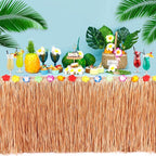 12PCS Hawaiian Table Skirt, Luau Themed Grass Table Skirt Party Supplies, Indoor Outdoor 108 X 29.5" Flower Tropical Hula Dance Parties Supplies Bulk, Table Skirt for Summer Beach Themed Party