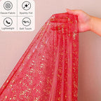 Snowkingdom 10FT Red Gold Table Runner, Sequin Glitter Sheer Chiffon Gauze Cheesecloth Runner 120 Inch, Red and Gold Party Decorations for Wedding Anniversary Birthday Graduation Christmas Holiday