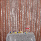 Poise3EHome 8FT x 8FT Rose Gold Sequin Backdrop Curtain Photography for Party Decoration, Rose Gold