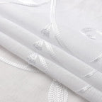 VISIONTEX White Sheer Voile Curtains, Decorative Leaves Embroidery Faux Linen Rod Pocket Window Drapes for Home Kitchen, Living Room and Bedroom 26 x 36 Inch, Set of 2 Curtain Panels