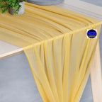 MDS 2 Pack 14ft Chiffon Table Runner 29 x 170 Inches Sheer Wedding Runner Romantic Rustic Table Runner for Wedding Decorations, Birthday Parties, Bridal Shower Party Arch Decor - Gold