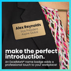 ExcelMark Custom Name Tag - Engraved Name Badge with Pin or Magnetic Backing, 16 Colors, 6 Fonts, and 2 Sizes to Choose from (White w/Pine Green Letters, 1"x 3")