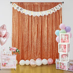 Sugargirl Orange Sequin Backdrop Curtain 4 Panels 2FTx8FT Glitter Orange Background Drapes Sparkle Photography Backdrop for Party Wedding Birthday Wall Decoration
