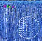 4 Pack 3.3 ft x 6.6 Wavy Sparkle Dark Blue Foil Fringe Backdrop Curtain - Navy Blue Streamer Backdrop Tinsel Curtains for Door Streamers Ocean Birthday Party Decorations Disco Party
