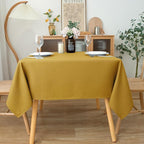 Biscaynebay Textured Fabric Christmas Square Table Cloth 60x60 Inches, Gold Water Resistant Tablecloths for Dining, Kitchen, Wedding and Parties etc. Machine Washable