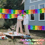 4 Pack 10 Feet Colorful Foil Fringe Garland Rainbow Tinsel Streamers Banner Fringe Curtain Banner for Parade Floats Graduation Homecoming Carnival Birthday Pride Party Decor (Rainbow)