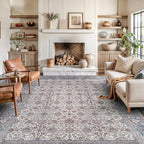 Bloom Rugs Washable Non-Slip 9' x 12' Rug - Teal/Blue/Beige Traditional Oriental Area Rug for Living Room, Bedroom, Dining Room, and Kitchen - Exact Size: 9' x 12'
