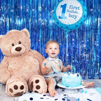 2Pack Blue Tinsel Backdrop Streamers, GCB Party Streamers Backdrop Foil Fringe Curtains for Wedding Birthdays Bachelorette Bridal Baby Shower, Graduation, Engagement Decors, Gender Reveal, Disco Party