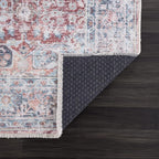 Bloom Rugs Caria Washable Non-Slip 7 ft Runner - Brick/Dark Blue Traditional Runner for Entryway, Hallway, Bathroom, and Kitchen - Exact Size: 2'6" x 7'