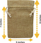 50 Burlap Bags with Drawstring, 5x8 Inch (5x7 Internal) Gift Bag Bulk Pack for Wedding and Birthday Party Favors, Jewelry and Treat Pouches, Advent, Christmas & Holiday Gift Wrap (Brown)