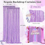 Light Purple Sequin Backdrop Curtains 2 Panels 2FTx8FT Photo Backdrop Glitter Birthday Party Curtains