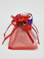 Ankirol 50pcs Sheer Organza Favor Bags For Wedding 3.8x4.8'' Gift Bags Samples Display Drawstring Rose Pouches (hot red)