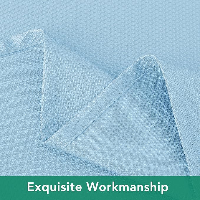 Biscaynebay Textured Fabric Round Tablecloths 70", Light Blue Water Resistant Table Cloth Circle Folding Table Covers for Dining, Kitchen, Wedding, Parties etc. Machine Washable