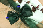 MDS Pack of 25 PCS Organza Chair Sashes Wider Dining Chair Bows Ribbon Tie Back for Wedding Party Birthday Bridal Shower Reception Event Banquet Home Chair Cover Decoration - Hunter Green