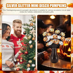 20Pcs Disco Halloween Decor, Disco Pumpkin Table Decoration, 14 Inch Artificial Glitter Mirror Pumpkin Sticks Ornament Halloween Thanksgiving Branches for Table Centerpiece Party Decor