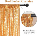 ShinyBeauty Gold Backdrops 2 Pieces Sequin Curtains 4FTx7FT Photoshoot Background Shimmer Golden Bakdrop Glitter Backgrounds for Prom,Birthday,New Year Studio Decor (8FTX7FT)