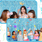 Jutom 6 Pieces 3.3 x 6.6 ft Wavy Tinsel Foil Fringe Curtains Foil Fringe Streamer Backdrop Party Curtain for Sea Mermaid Baby Shower Birthday Party Decoration(Light Blue)