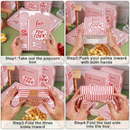 Dualshine 200 Pack Popcorn Boxes,1.25 oz Paper Popcorn Containers,Red and White Striped Close-Top Cardboard Pop Corners Bags Individual Servings for Theater Night Movie,Party,Christmas