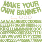 BEISHIDA 116 PCS Glitter Grass green DIY Letter Banner Kit Make Your Own Banner，Including 111 Letters and Numbers 3 Rope and 9 Threading Device,Customized for Birthday Graduation Wedding Party Decor