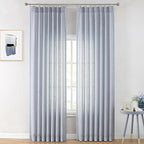 Vision Home Blue Pinch Pleated Semi Sheer Curtains Textured Light Filtering Window Curtains 84 inch for Living Room Bedroom Rayon Blended Chambray Blue Pinch Pleat Drapes with Hooks 2 Panels 40"Wx84"L