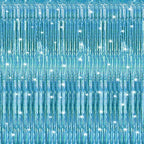 Crosize 2 Pack 3.3 x 9.9 ft Laser Blue Foil Fringe Curtains Party Decorations, Tinsel Curtain Backdrop for Parties, Door Streamers, Glitter Streamer Backdrop for Birthday Decoration