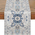 Snycler Table Runner Boho Table Runners Vintage Elegant Farmhouse Table Center Linen Decor for Home Dining Party Entrance (13x108 Inch) Boho-White