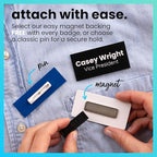 ExcelMark Custom Name Tag - Engraved Name Badge with Pin or Magnetic Backing, 16 Colors, 6 Fonts, and 2 Sizes to Choose from (Red w/White Letters, 1"x 3")