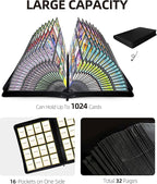 16 Pockets Premium Card Binder 1024 Cards Trading Card Binders Side Load Card Storage Display Album(16 Pocket 1024 Card Slot,Black)