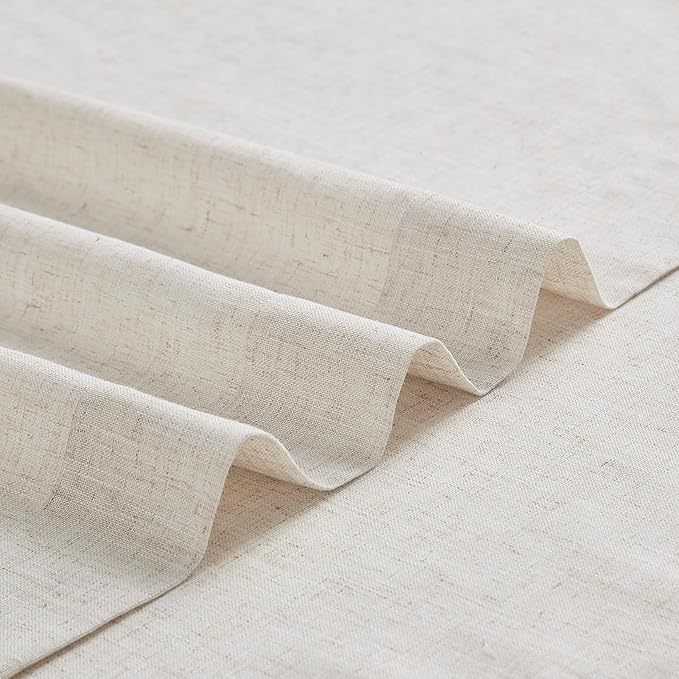 Vision Home Natural Pinch Pleated Semi Sheer Curtains Textured Linen Blended Light Filtering Window Curtains 120 inch for Living Room Bedroom Patio Pinch Pleat Drapes with Hooks 1 Panel 84" Wx120 L