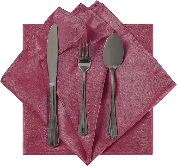 Cloth Napkins 20x20 inch Washable Polyester Dinner Napkins Soft Table Napkins for Wedding Party Dining Banquet(Burgundy,25PCS)