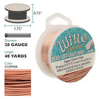 The Beadsmith Wire Elements Craft Wire – Tarnish Resistant, Soft Temper, Round, Copper Color – 0.32mm, 28 Gauge, 40 Yard Spool – Jewelry Making, Wire Wrapping, Floral, & Other DIY Crafts