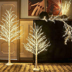 Hairui Lighted Branches with Iredescent Glitter 120 Fairy Lights USB Plug in and Battery Operated with Timer, White Twig Branches with Lights 32IN for Home Christmas Decorations Inside