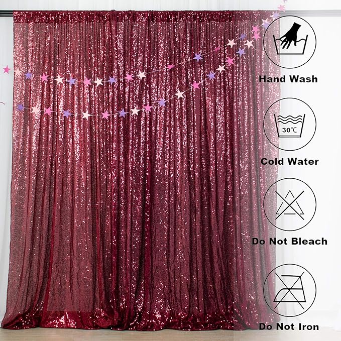ShinyBeauty Burgundy Sequin Sparkling Backdrop 10x10FT | Photographic Glitter Fabric Backdrop for Wedding Birthday Baby Shower,Party Decor