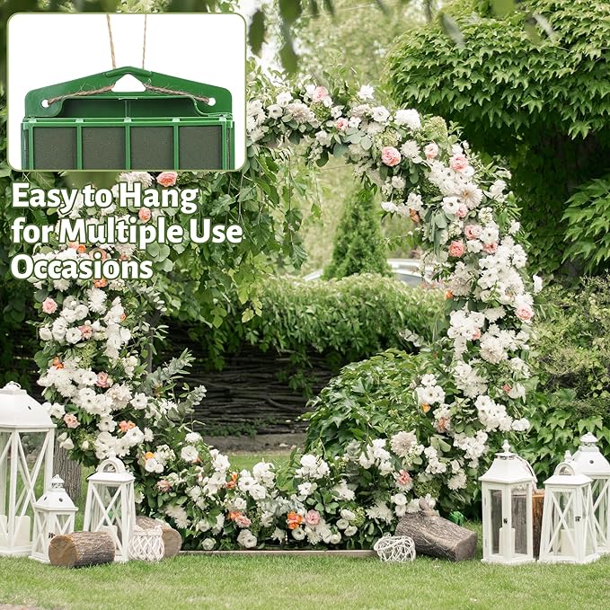 Aodaer 4 Pieces Floral Foam Cage with Floral Foam for Fresh and Artificial Flowers Rectangle Dry and Wet Flower Cage Bowl Holder for Wedding, Home and Garden Arrangement Decorations