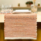Chardin home Natural Jute Table Runner 13x72 Inch – Vintage Boho Rustic Table Decor – Handwoven Table Runner in Natural Jute and Rust Orange – Farmhouse Dining or Console Table Accent