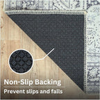 Bloom Rugs Washable Non-Slip 7 ft Runner - Charcoal Blue Traditional Medallion Runner for Entryway, Hallway, Bathroom, and Kitchen - Exact Size: 2.5' x 7'