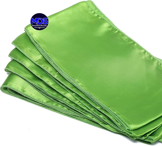 MDS Pack of 100 PCS Satin Chair Sashes Charmeuse Sateen Dining Chair Bows Ribbon Ties Back Sash for Wedding Party Birthday Home Hotel Restaurant Banquet Decoration (7 x 108 Inch, Parrot Green)