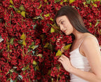 Flower Garland, Artificial Hydrangea Vine Flowers, Hanging Fake Hydrangeas Vine for Room Anniversary Wedding Birthday Christmas Wall Arch Decor, 2 Pcs, Floral Garland, Red Flower