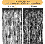 3 Pack New Years Decorations Wavy Black Tinsel Foil Fringe Curtains Party Backdrop 3.3 x 6.6 ft Streamer Backdrop Tinsel Curtains for Birthday, Graduation, Fiesta, Halloween Party Decor