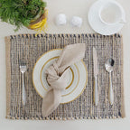 Chardin Home Natural Jute & Grey Placemats, Set of 4 – Rustic Handmade Boho Table Mats, 13x19 Inch Dining Table Placemats for Kitchen, Everyday Meals, Holidays, Farmhouse or Modern Table Décor