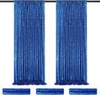 Royal Blue Curtain Panels Sequin Backdrop 6 Pieces 2ftx8ft Sparkly Curtain for Birthday Bridal Shower Theme Decorations