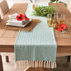 DII Woven Basic Tabletop Collection Chevron Table Runner, 15x108, Teal