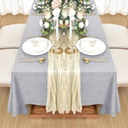 Fitable Faux Linen Tablecloths for Rectangle Tables: Water & Stain Resistant Farmhouse Table Cloth, Washable Burlap Textured Table Covers for Kitchen Dining Party(2 Pack, 60x84 Inch, Light Grey)