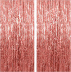 2 Pack Rose Gold Backdrop Birthday Decorations Foil Curtain Bachelorette Party Decor Rose Gold Decor Party Streamers Groovy Birthday Decorations Backdrop