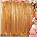 ShinyBeauty Gold Sequin Backdrop Curtain | 2 Panels 5FTx10FT Glitter Wedding Photography Background | Elegant Shimmer Curtains for Parties & Events Fabric Backdrops