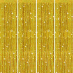 Picoway 4 Pack Gold Foil Fringe Tinsel Backdrop Curtains, Birthday Engagement Bachelorette Party Decorations, Photo Booth Props Door Streamers Curtain