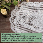 2PCS Oval Lace Placemats for Dining Table, White Lace Placemats Doilies, Embroidered Table Mats Farmhouse Cup Mat Vase Mat, 12x17 Inch